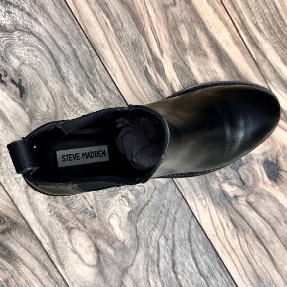 NWOB Steve Madden 9.5M Leopold Black Leather Chelsea Boots Bootie - Picture 10 of 13